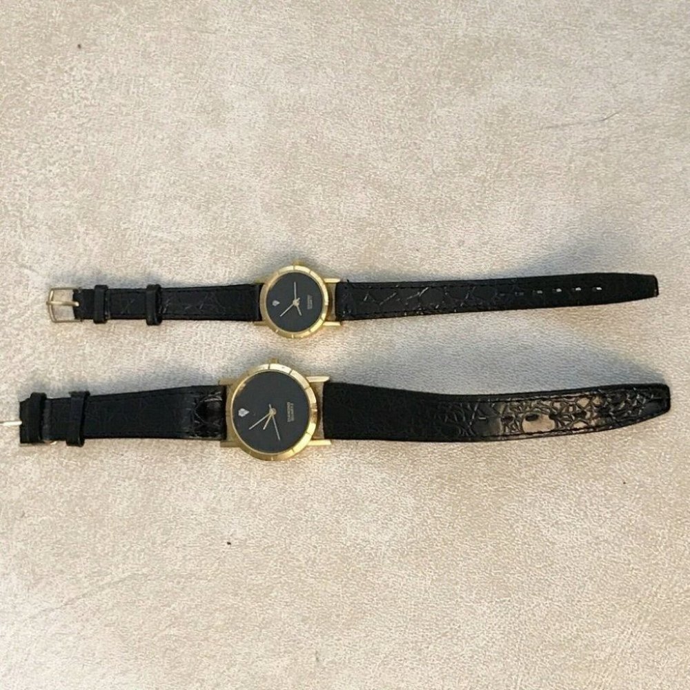 ✨✨5/$10✨✨ Set Of 2 Quartz Movt BLACK DIAL INVISIBLE NUMERAL DARK FACE